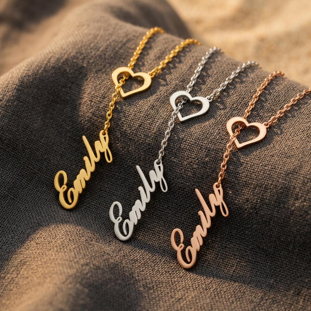 Custom Lariat Name Necklace with Heart, Dainty Drop NameNecklace, Mothers Day Necklace,  Gift for Mom, Necklace for Grandma