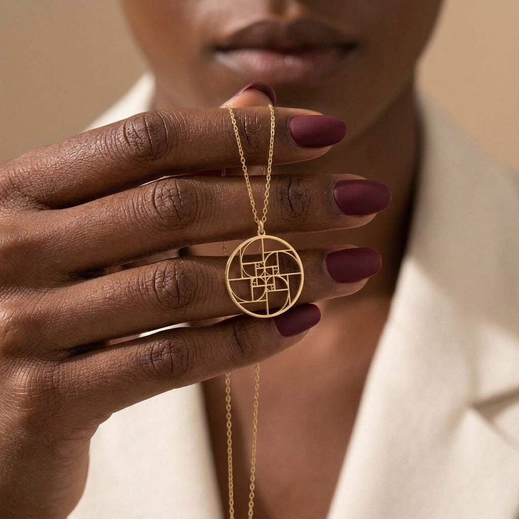 Fibonacci Spiral Necklace, Golden Ratio Necklace, Sacred Geometry Pendant, Geometric Necklace, Gift for Her Minimalist Jewelry, Gift For Her
