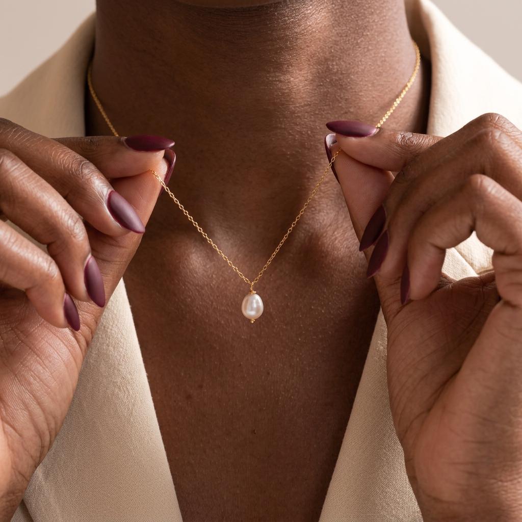 Pearl Necklace,Tiny Freshwater Pearl Necklace,Gold Pearl Drop Necklace,Minimalist Necklace,Wedding Jewelry,Bridesmaid Gift for Her, Mom,Nana