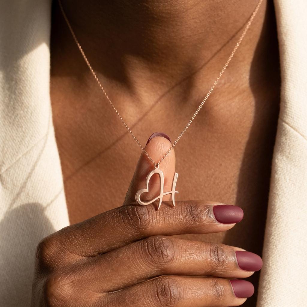 Heart Initial Necklace – Personalized Heart Letter Necklace, Dainty Initial Necklace, Minimalist Initial Jewelry Gift  for Her,Mom,Grandma