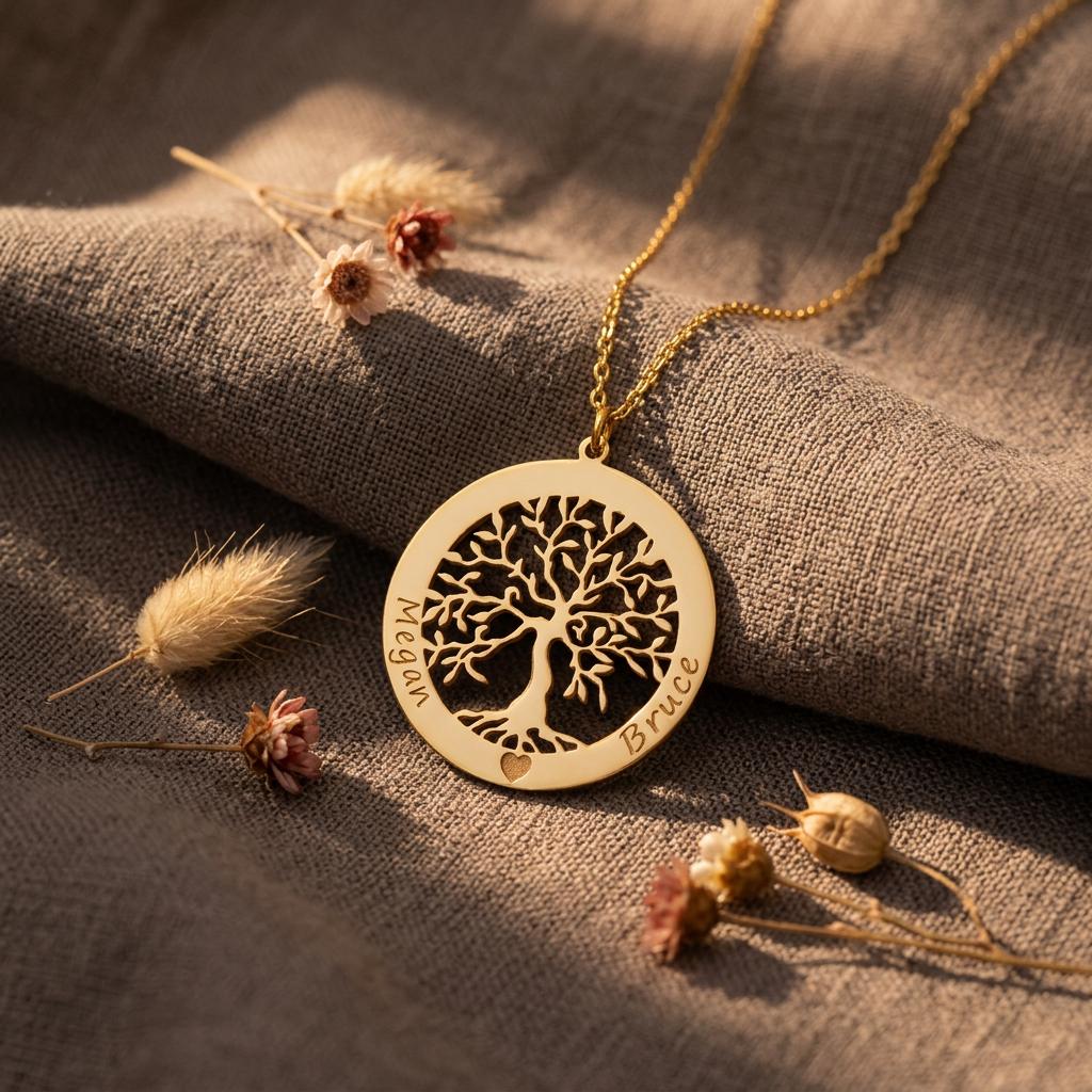 Tree Of Life Necklace With Family Names Family Jewelry Personalized Name Necklace With Kid Names Mother's Day Jewelry Anniversary Gift