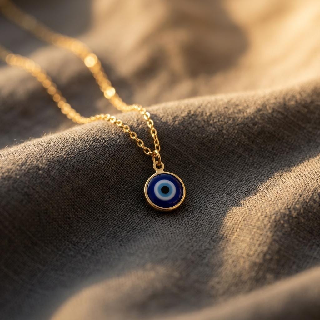 Dainty Evil Eye Necklace, 18K Gold Plated Nazar Pendant, Blue Eye Protection Jewelry,Minimalist Lucky Charm Necklace,Trendy Best Friend Gift