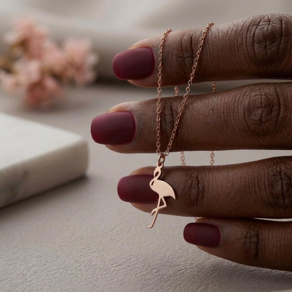 Sterling Silver and 14k Rose Gold Vermeil Flamingo Necklace Gift for Mum Nana, Mothers Day Gift