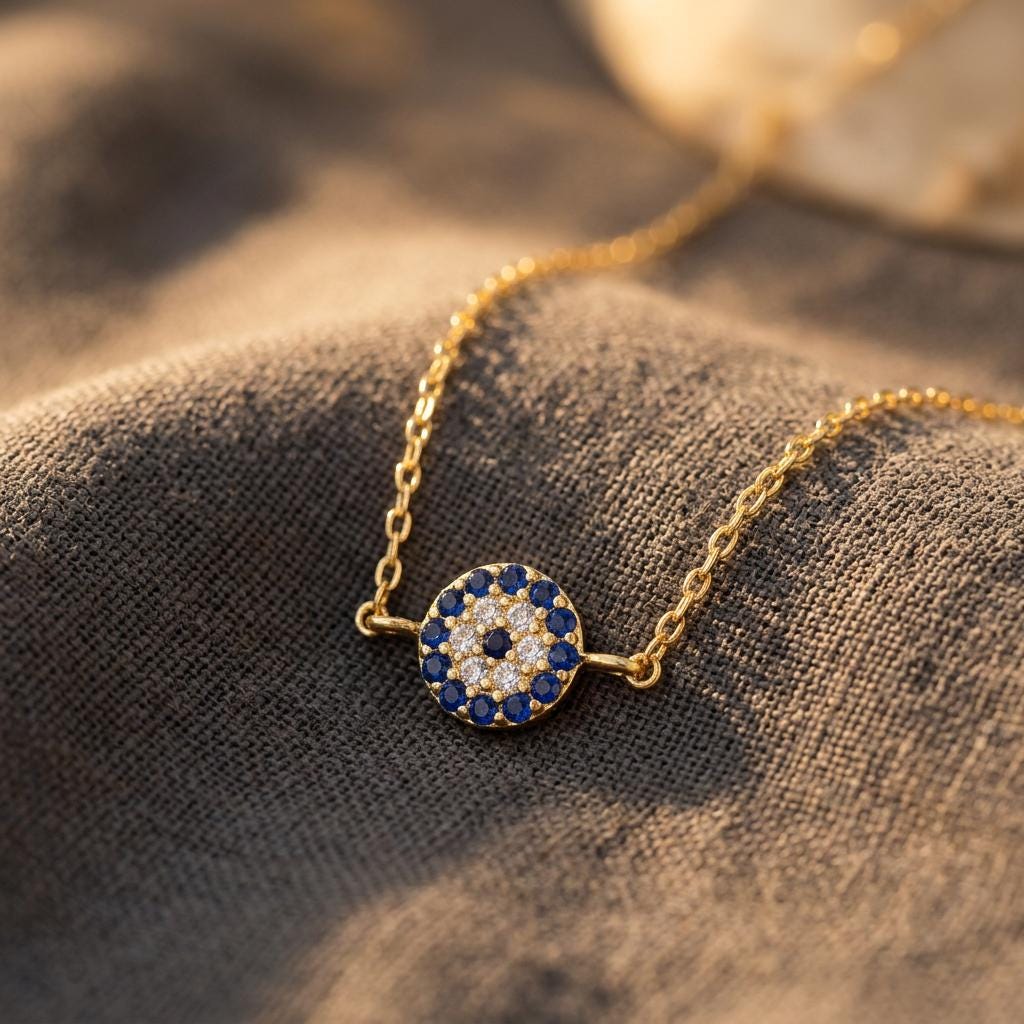 Gold Evil Eye Necklace, Evil Eye Jewelry, Protection Necklace, Evil Eye Pendant, Minimalist Necklace, Mothers day gift,Gift for Her Mom,Nana