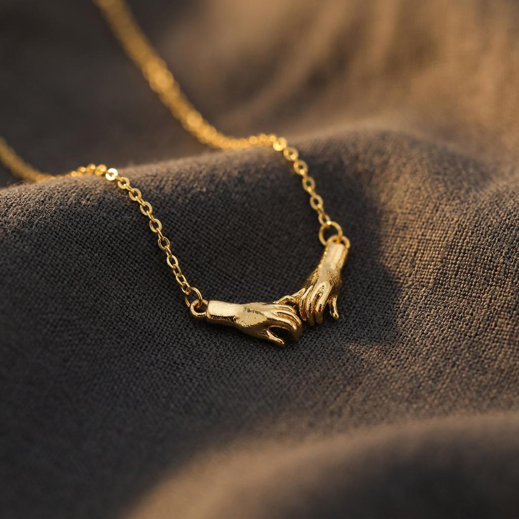 Holding Hands Necklace,Creation of Adam necklace, Hand in Hand Pendant, Perfect Minimalist Jewelry, Best Friend Gift, Gift for Her
