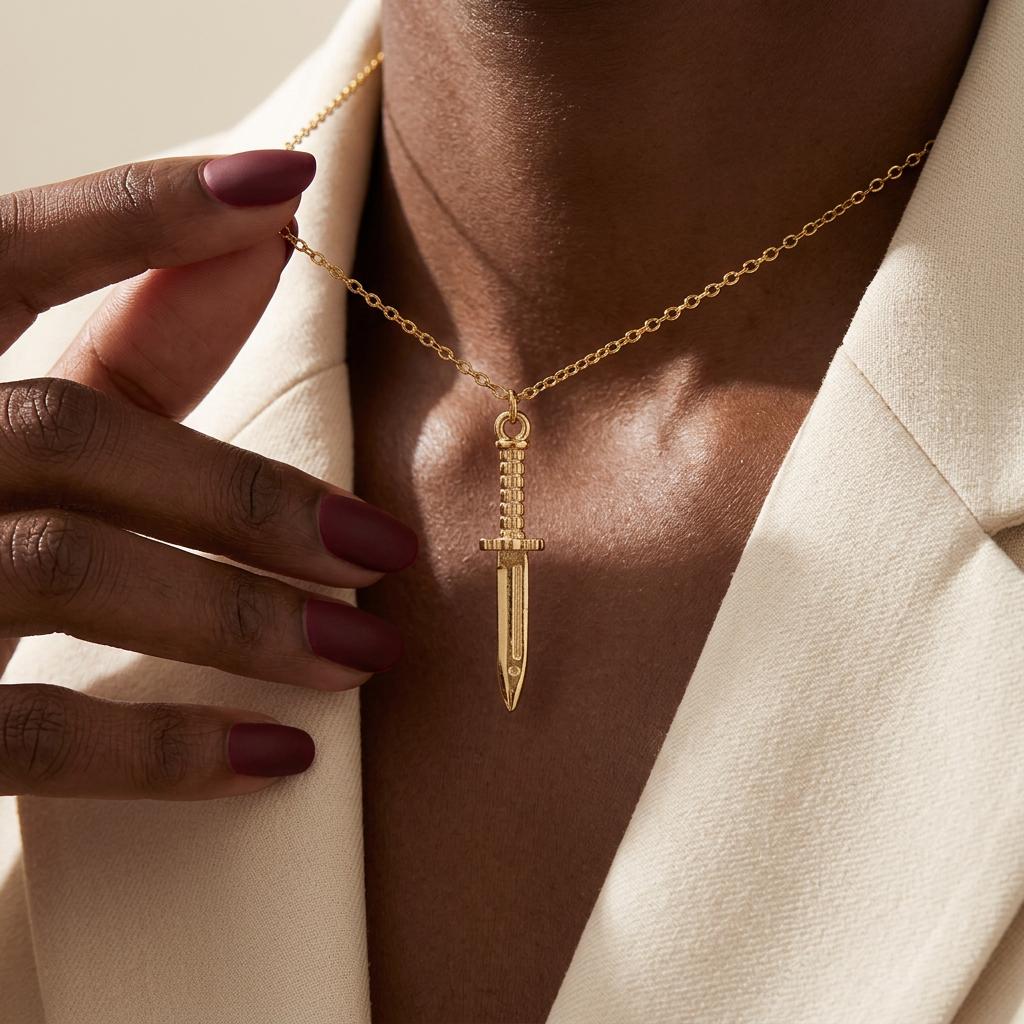 Dagger Necklace, Gold Knife Necklace, Tiny Edgy Necklace, Gothic Jewelry, Chef Necklace, Minimalist Pendant Gift for Her Women
