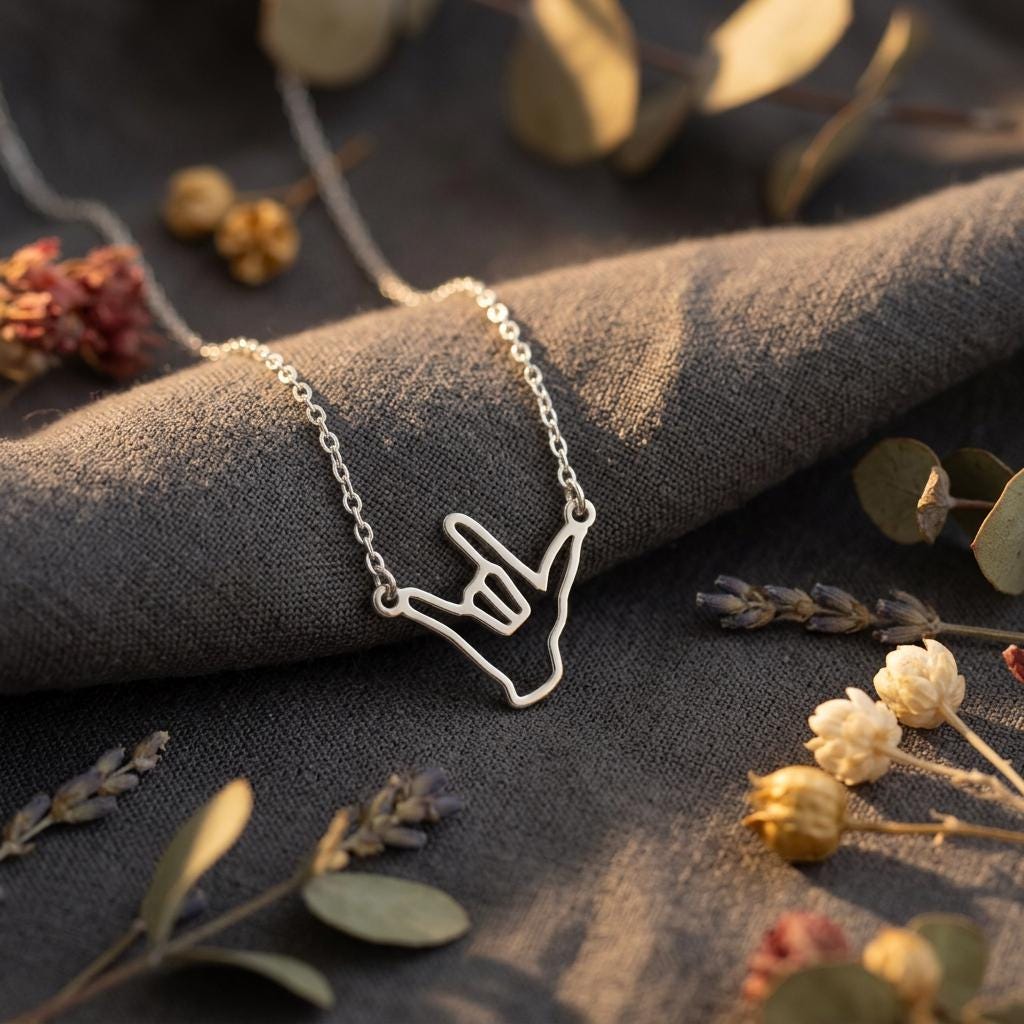 Custom Sign Language Necklace, Name Necklace in Sign Language, Friendship Necklace for Mom, Personalized Necklace for Her, Mothers Day Gifts