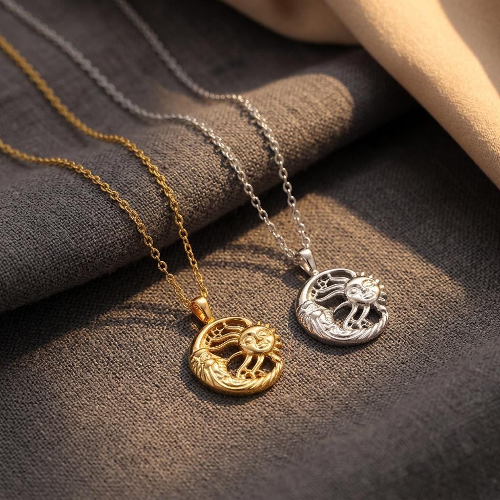 Sun and Moon Necklace Zodiac Necklace Personalized Celestial Jewelry Solar Eclipse Pendant Astrology Jewelry