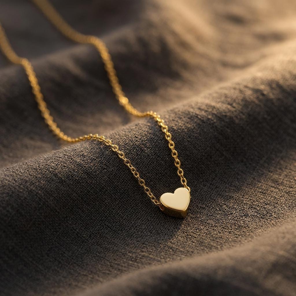 18k Gold Plated Tiny Minimalist Heart Necklace, Tiny Heart Necklace, Heart Love Necklace, Valentine's Day Gift, Gift for Mom