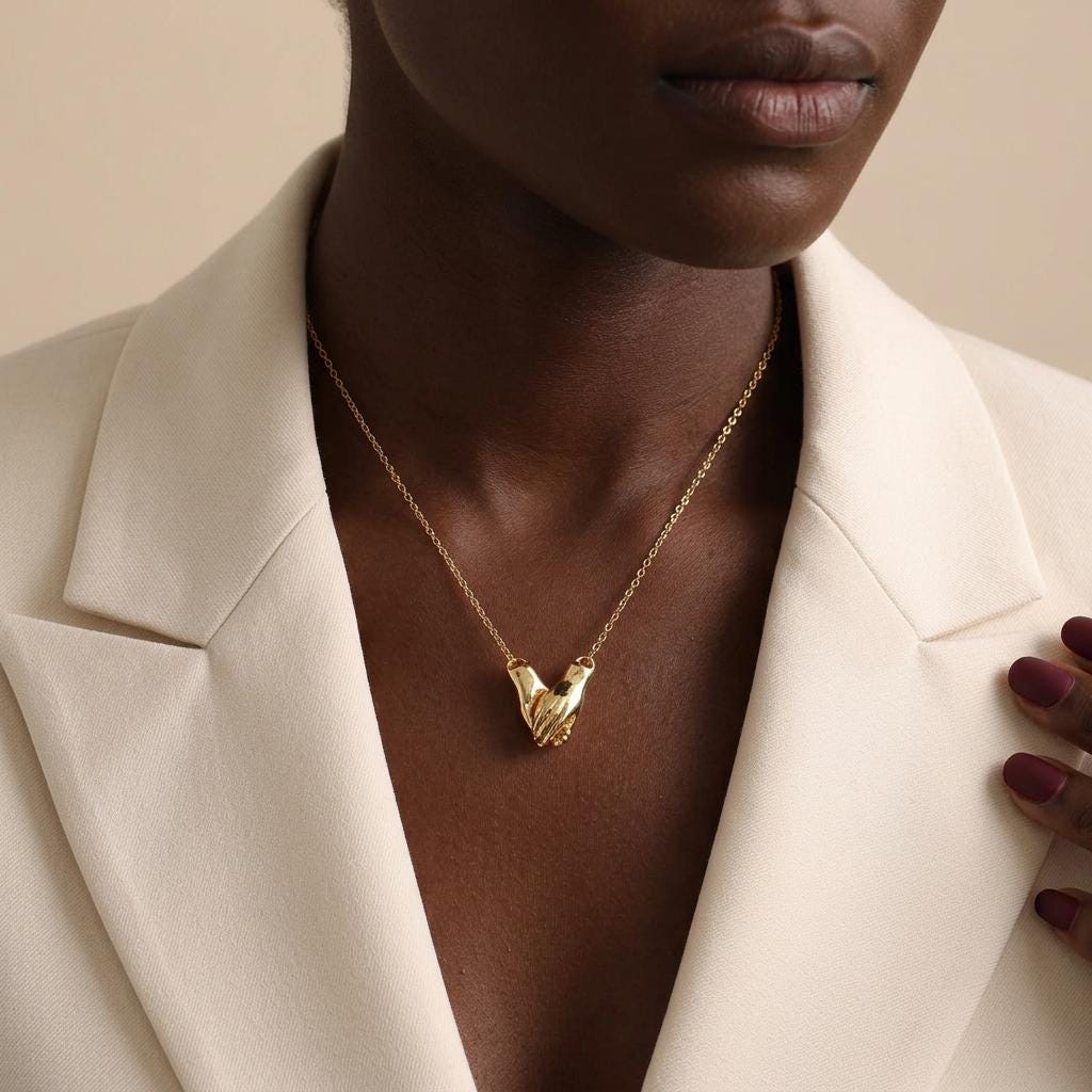 Friendship Necklace for Women, Magnetic Holding Hands Necklace, Gold Hand Pendant Jewelry, Cute Everyday Best Friend Gift for Her