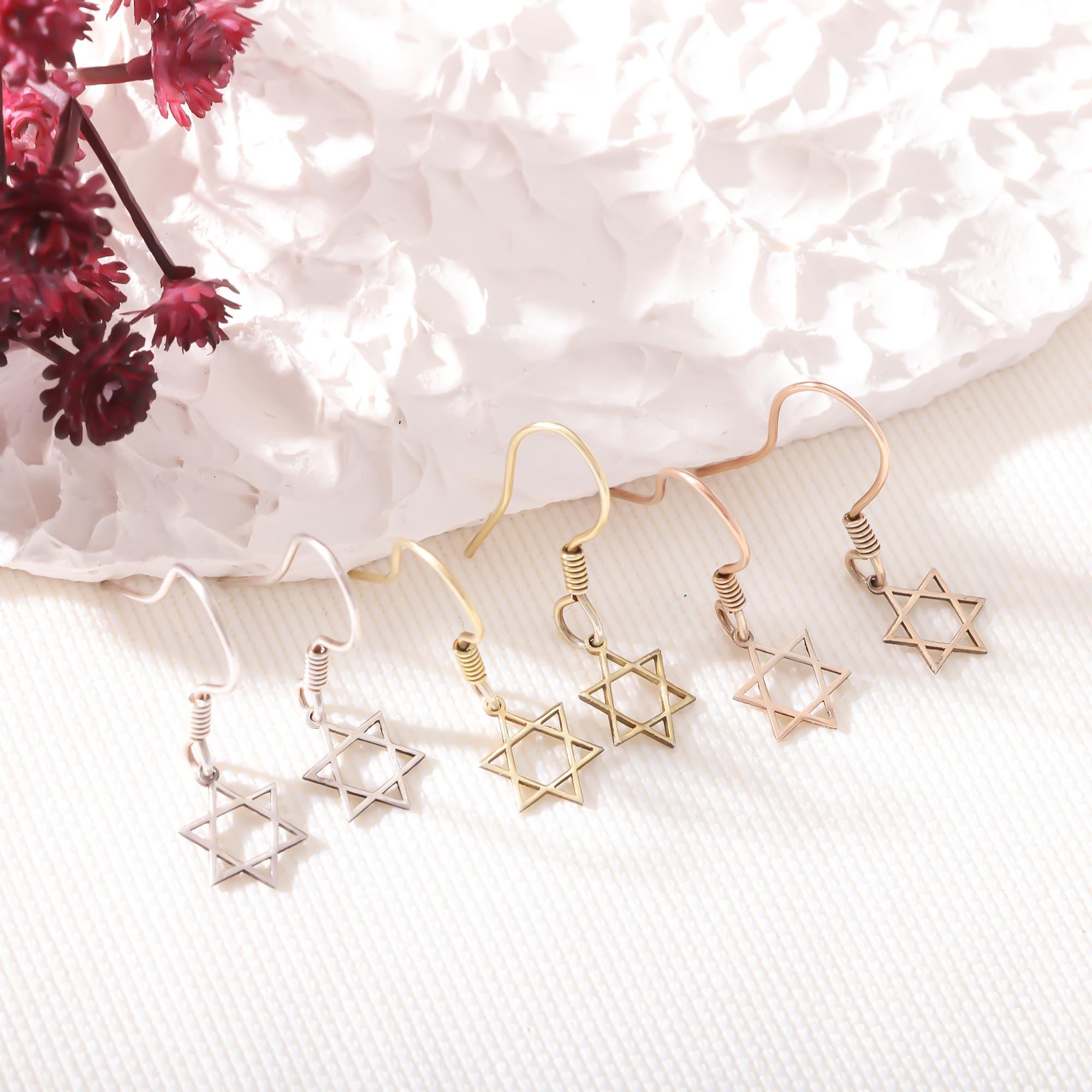 Custom Star of David Earrings Women Personalized Star of David Earrings Silver Dainty Charm Gold Star of David Jewelry Gift for Her, Mom