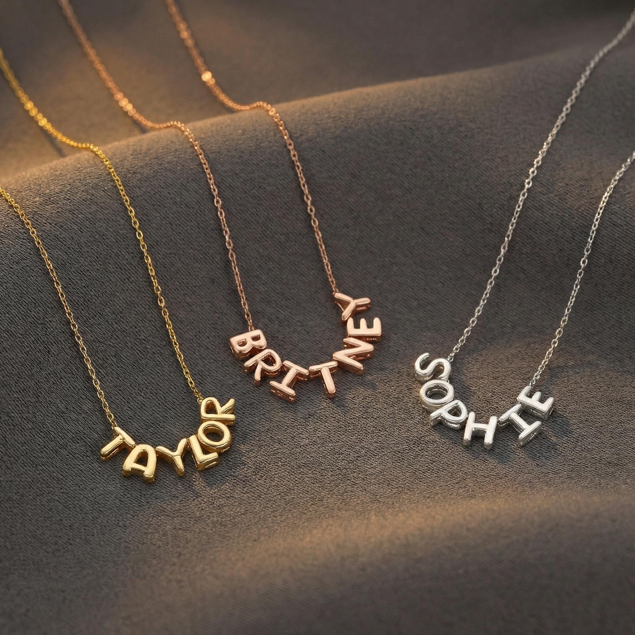 Bubble name necklace, Bubble letter Necklace, Personalized Name Necklace, Balloon Letter necklace , Mothers Day Gift, Balloon name necklace