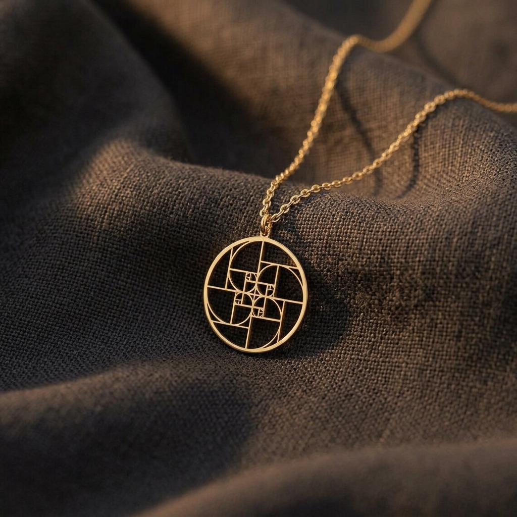 Fibonacci Spiral Necklace 925 Silver, Golden Ratio Geometry Pendant, Minimal Math Jewelry Gift for Her, Mum, Nana