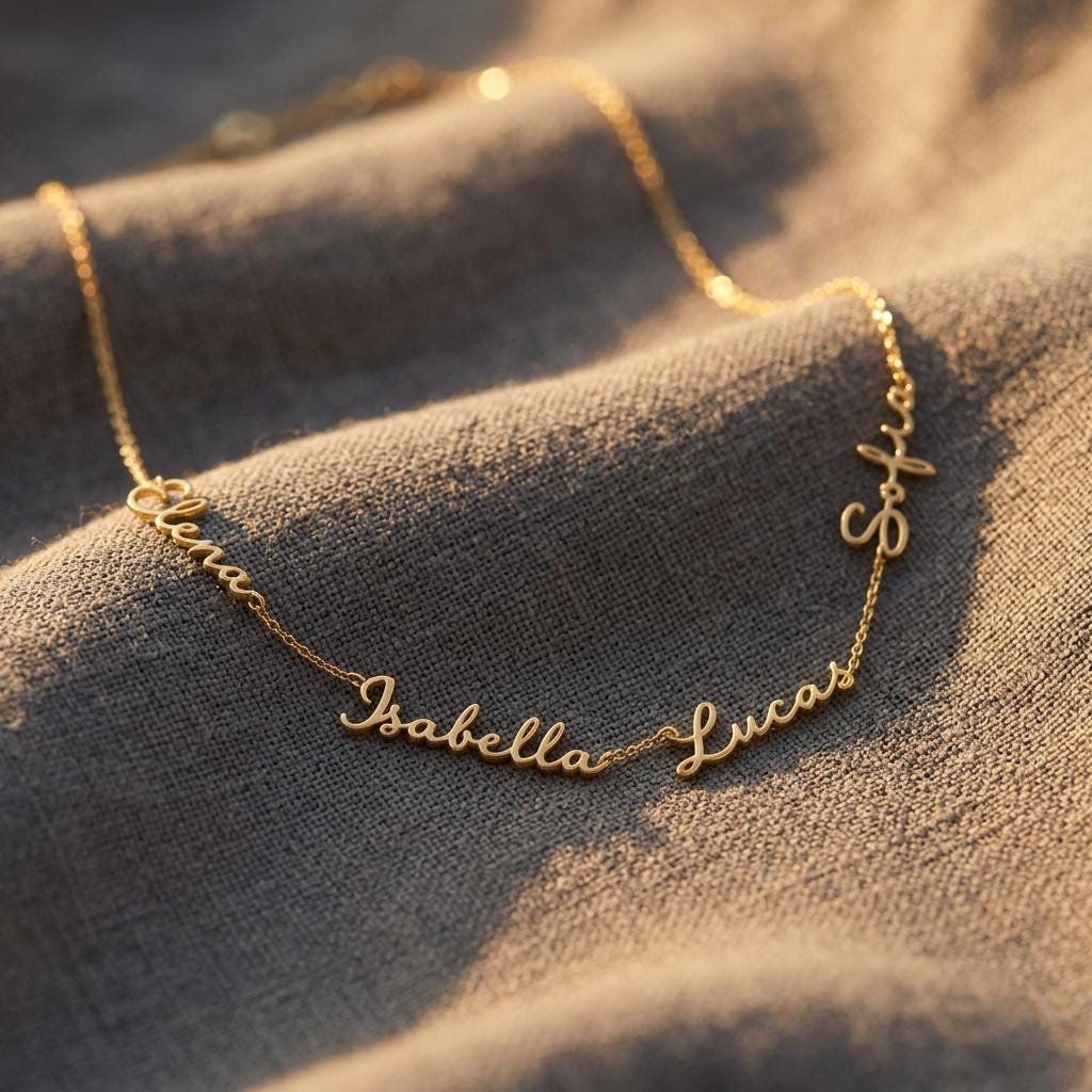 MULTIPLE NAME NECKLACE, Family Necklace, Children Names Necklace, Mom Necklace, Kids Name Necklace, Minimalist Gift for Mom Grandma
