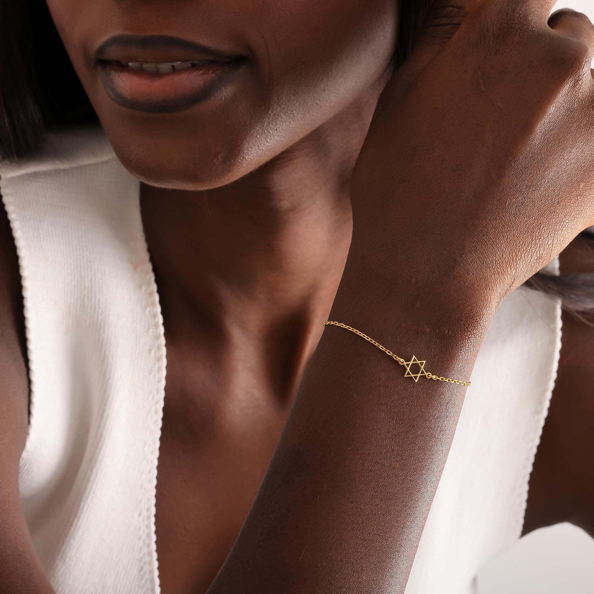 Star of David Bracelet • Magen David Jewelry • Jewish Star Charm Bracelet • Dainty Gold Silver Bracelet • Minimalist Jewish Gift for Her,Mum