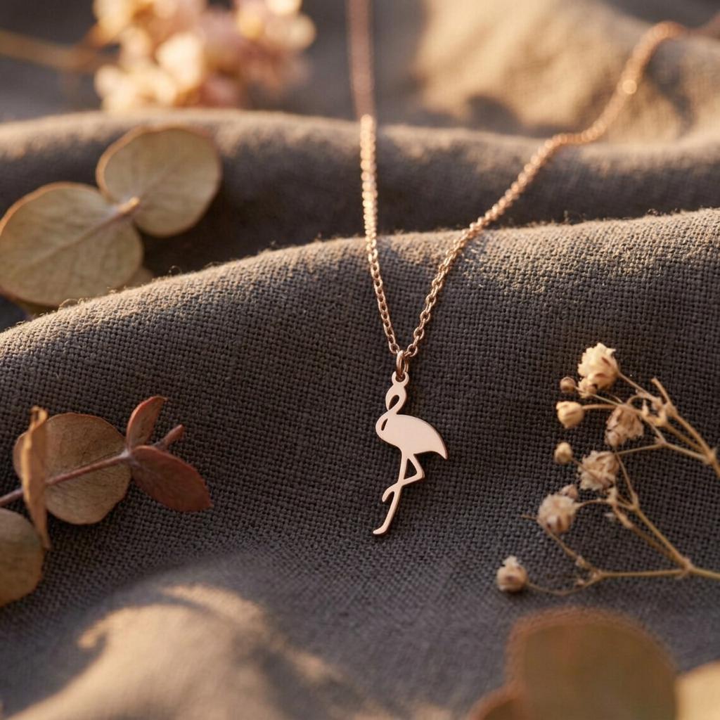 Sterling Silver Flamingo Pendant Necklace Charm, Summer Beach Jewelry Gift for Mom Grandma, Mothers Day Gift