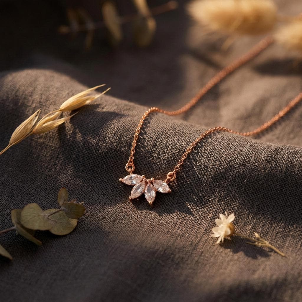 Marquise Diamond Necklace • Flower Petal Diamond Necklace • Flower Necklace • Bridesmaid Gift • Gift  Necklace For Mum