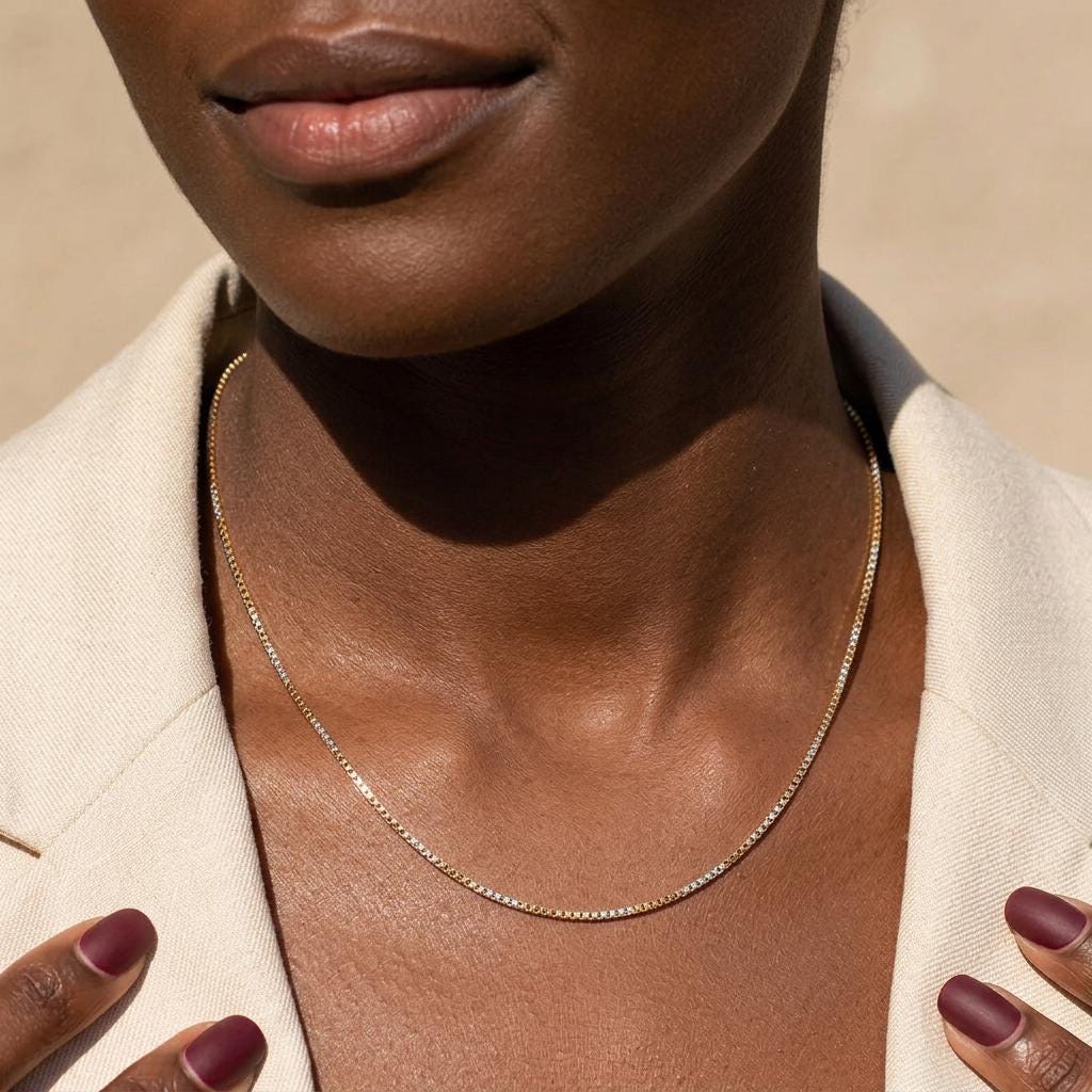14K Gold Box Chain Necklace, Delicate Dainty Layered Necklace, Minimalist Necklace, Dainty Layering Chain, Gift for Her, Mum, Nana