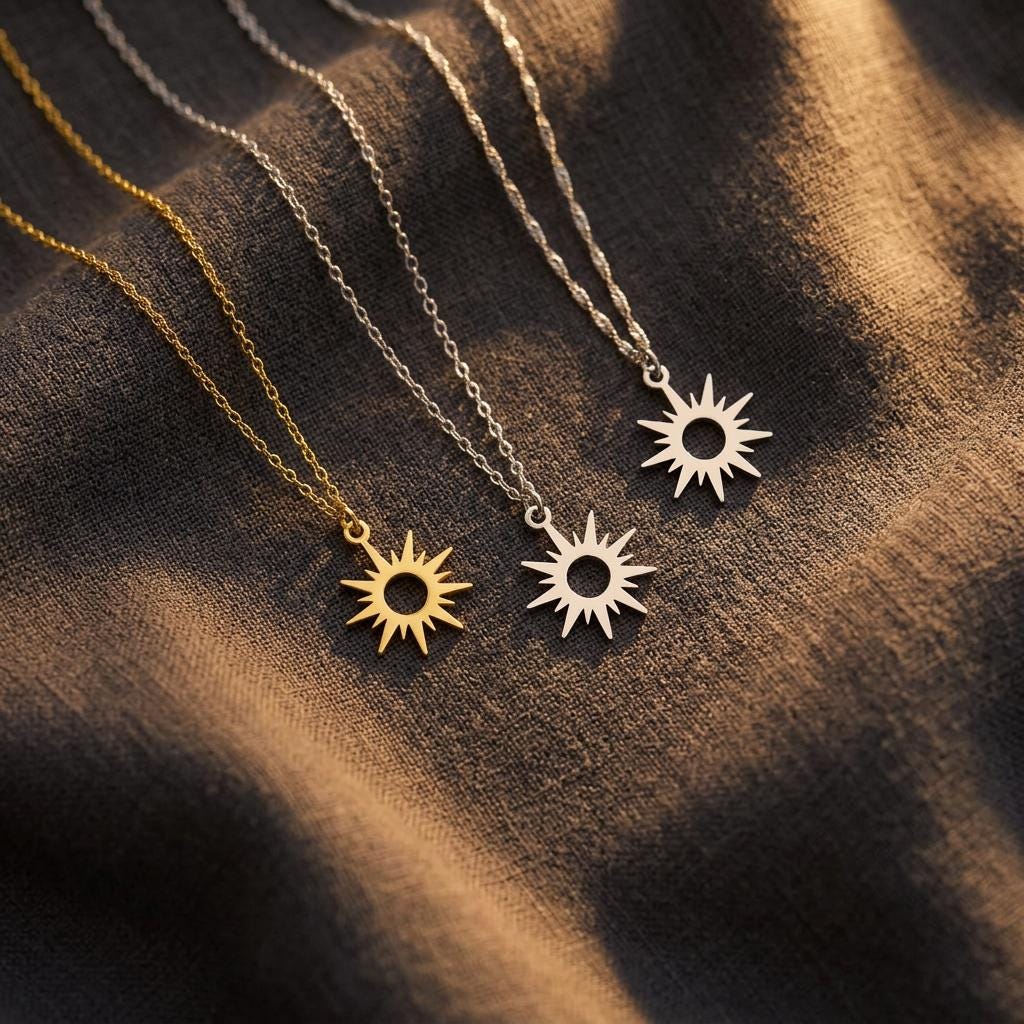 18K Gold Plated Sun Necklace, Sun Pendant Jewelry, Celestial Gold Necklace,Dainty Sun Charm, Gold Sunshine Necklace, Minimalist Gift for Her