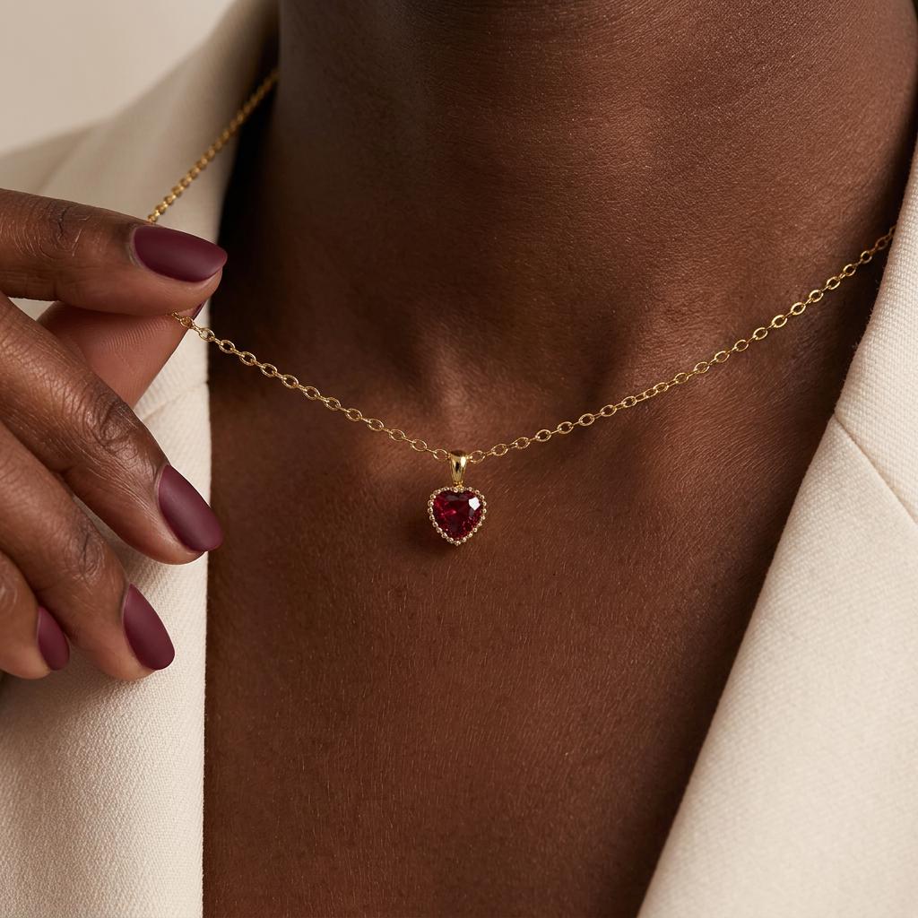 Tiny Heart Birthstone Necklace, Minimalist  Birthstone Necklace, Personalized Birthstone Jewelry, Couple Necklace, Mom Gift for Nana