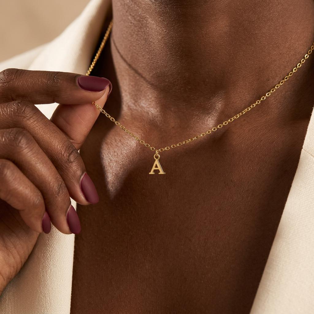 Initial Charm Dainty Gold Necklace, Personalized Letter Pendant, Custom Wedding Daily Layering Jewelry, Minimalist Jewelry, Gift for Her