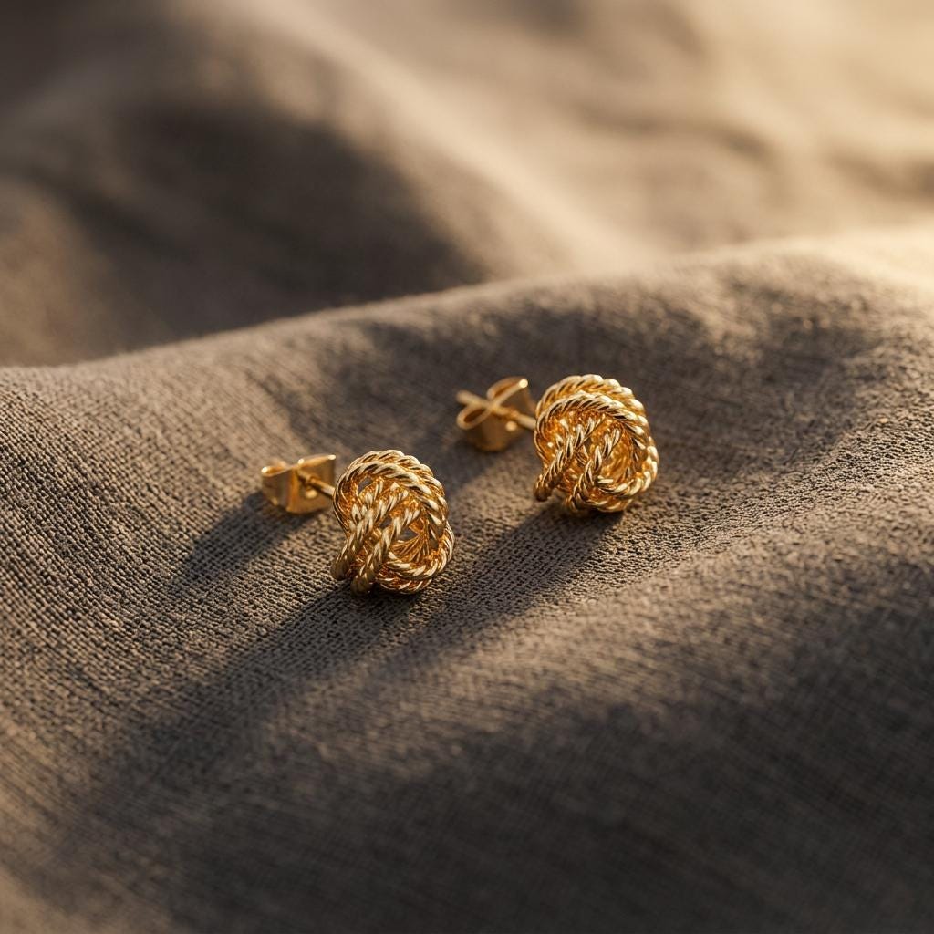 18K Gold Plated Bold Knot Stud Earrings, Knot Earrings, Statement Earrings, Bridesmaid Jewelry, Everyday Earrings, Gift for her, Love