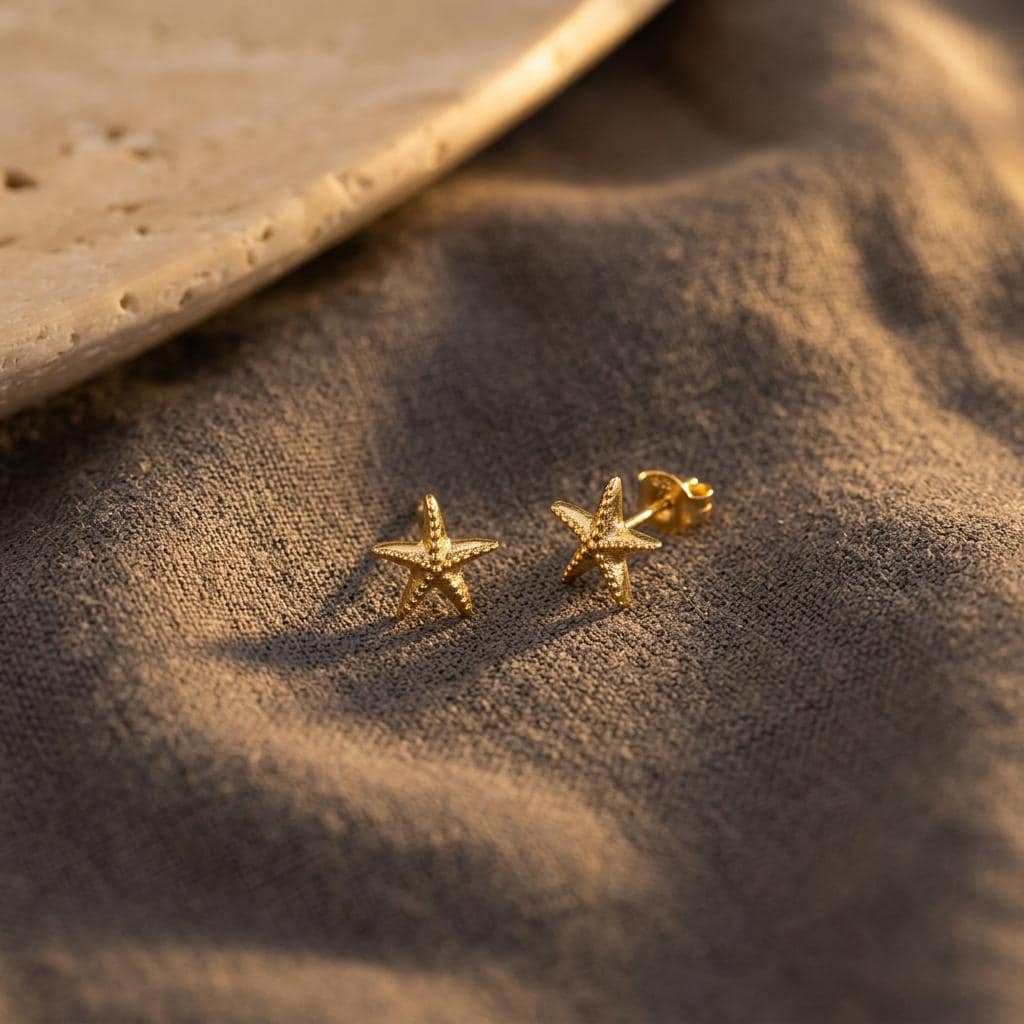Dainty Starfish Stud Earrings, 18K Gold Tiny Starfish Earrings, Ocean Earrings, Everyday Earrings, Gift for her, Earrings for Women,Mom,Nana