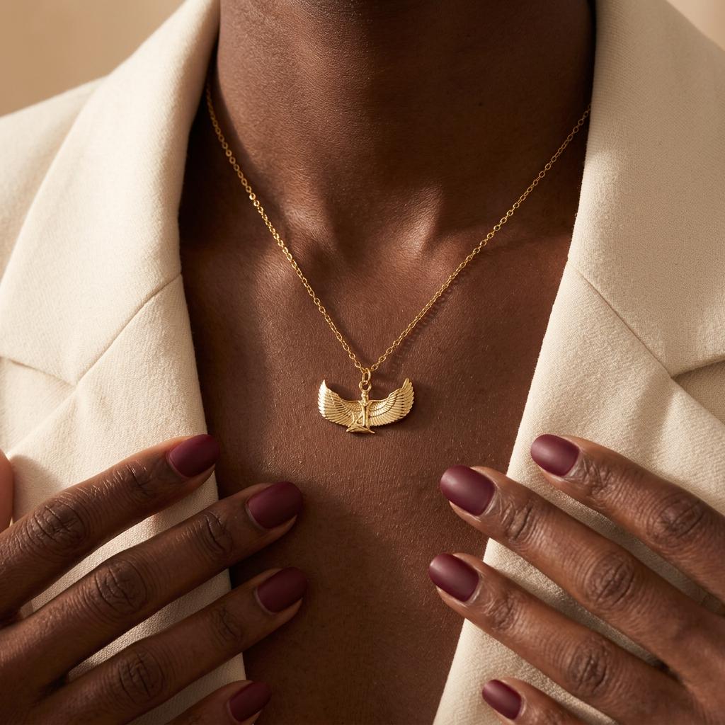 Goddess ISIS Necklace, Goddess Necklace, Mythology Jewelry, Winged Isis Pendant Necklace, Ancient Egyptian Jewelry Gift for Her Women