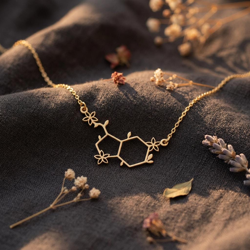 Serotonin Molecule Necklaces Unique Jewelry for Women Birthday Gift Science Chemistry Gifts for Teacher Dainty Jewelry Gift For Mum,Nana