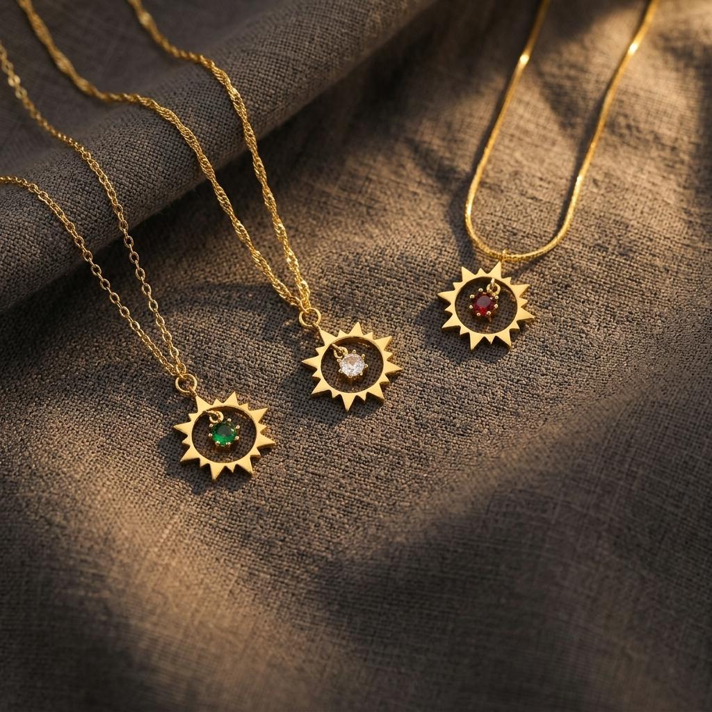 Custom Birthstone Sun Necklace, Personalized Celestial Jewelry, Spiritual Jewelry, Celestial pendant, Personalized Gift for Her, Mom,Grandma