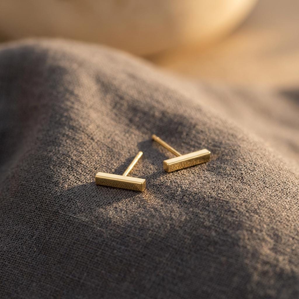Tiny Bar Stud Earrings, Gold Bar Line Earrings for Women, 18K Gold Plated Minimalist Everyday Jewelry Gift for Her Women