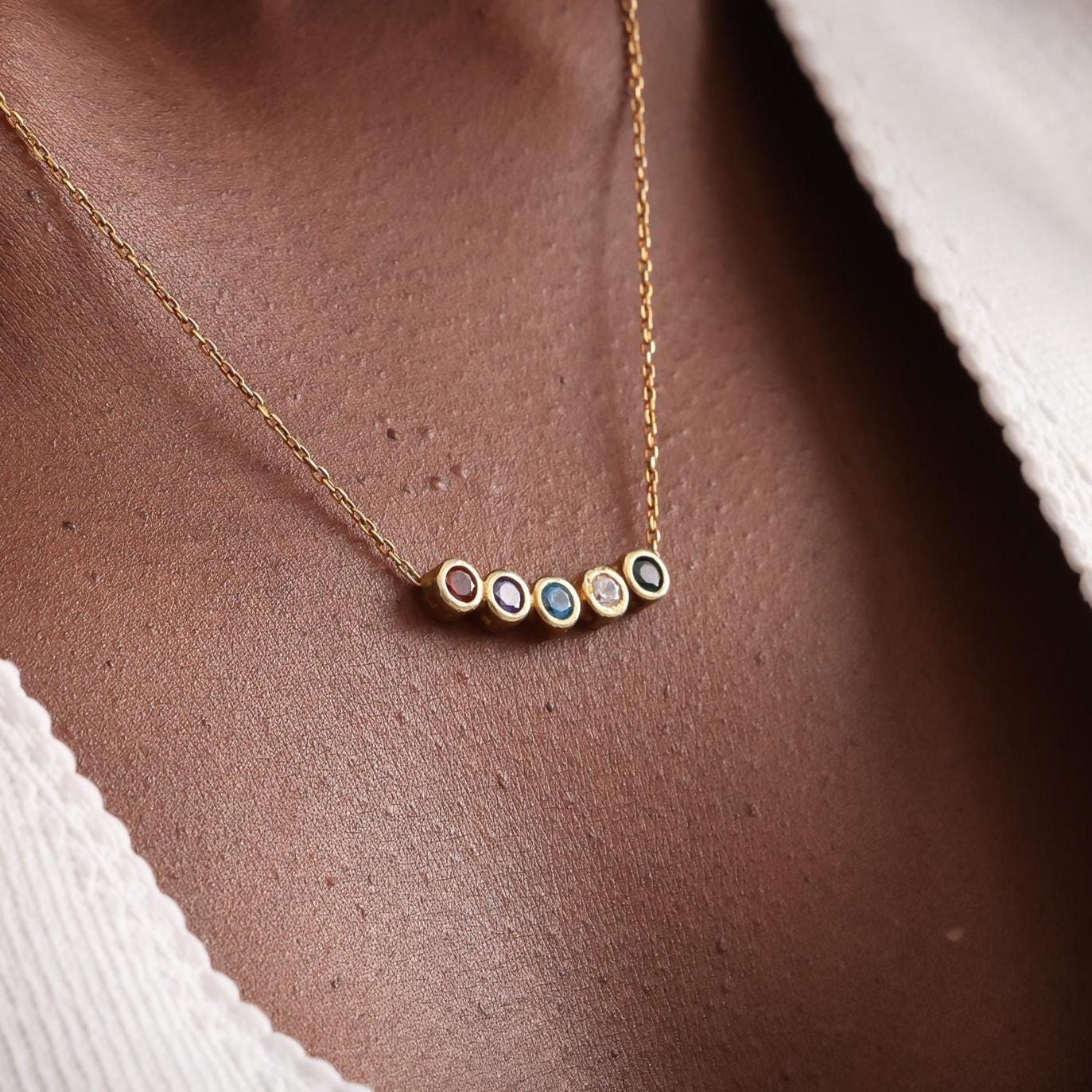 Family Birthstone Necklace, Custom Mom Necklace with Kids Birthstones, Personalized Mother Jewelry, Grandma Gift, Mothers Day Necklace