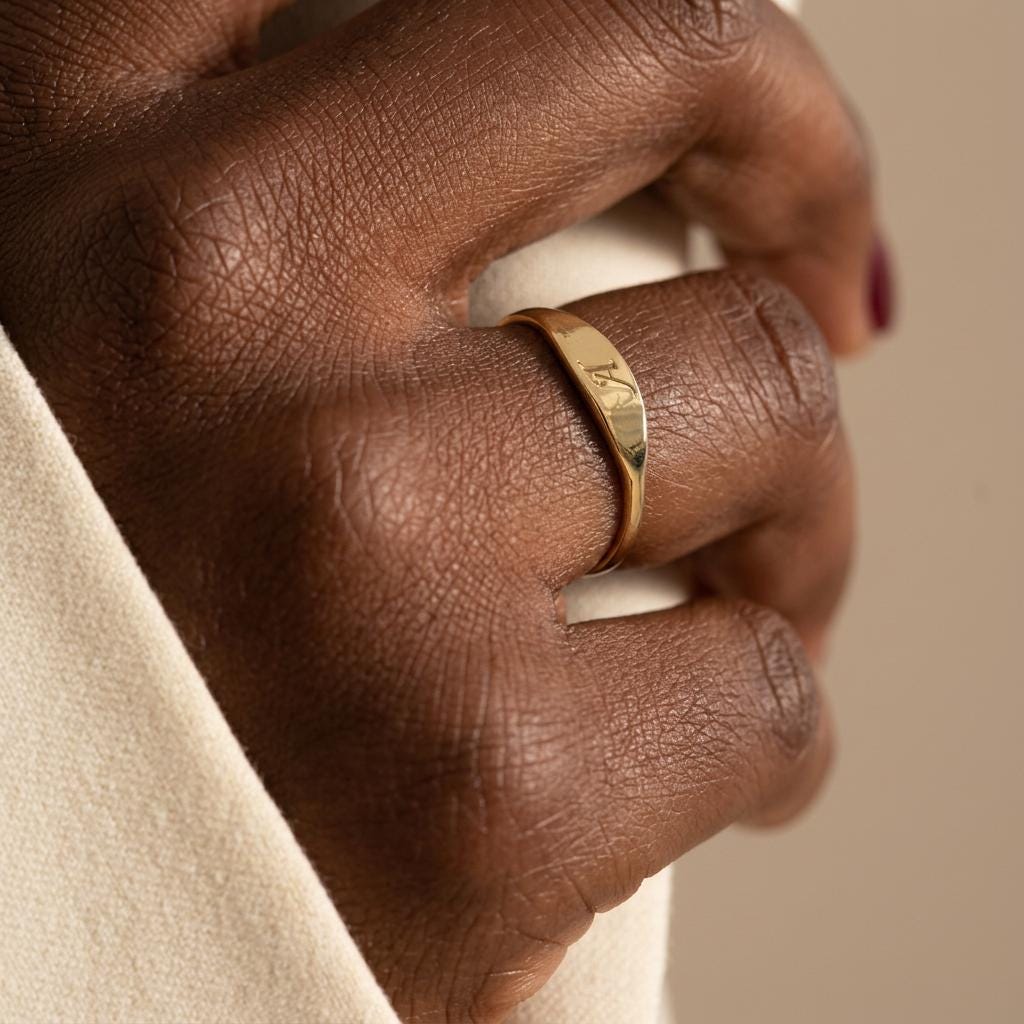 Custom Engraved Gold Ring: Personalized Sterling Silver Jewelry Gift For Her Mothers day Gift For Mom Grandma