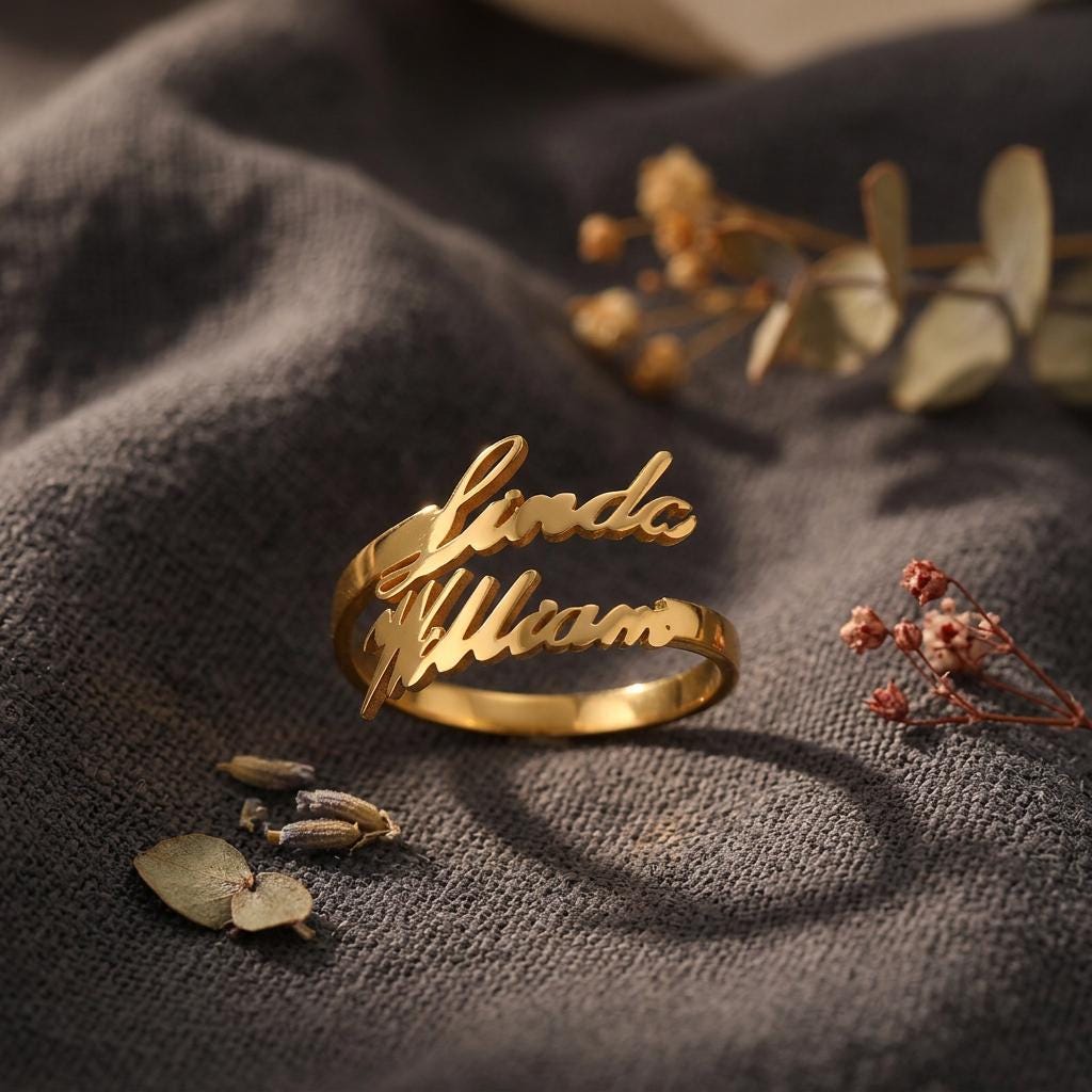 Personalized Two Name Ring, Multiple Name Ring, Double Name Ring, Personalized  Best Friends Ring for Mom Grandma, Mothers Day Gift