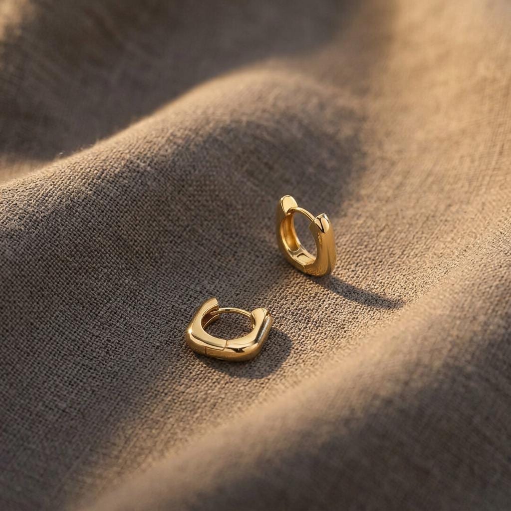 18K Gold Plated Square Huggie Hoops, Geometric Earrings, Simple Everyday Earrings for Women, Basic Earrings, Dainty Jewelry, Gift for Her