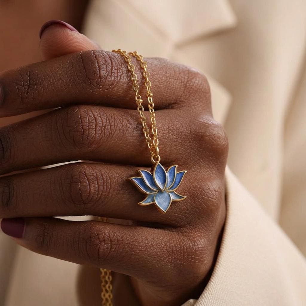 Lotus Flower Necklace, Enamel Lotus Necklace, Flower of Life Necklace, Minimalist Floral Necklace, Spiritual Jewelry, Gift for Her,Mom,Nana