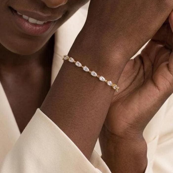 14K Diamond Tennis Bracelet for Women Dainty Bracelet Gold Chain Bracelet Mothers Day Gift for Her Mom, Nana