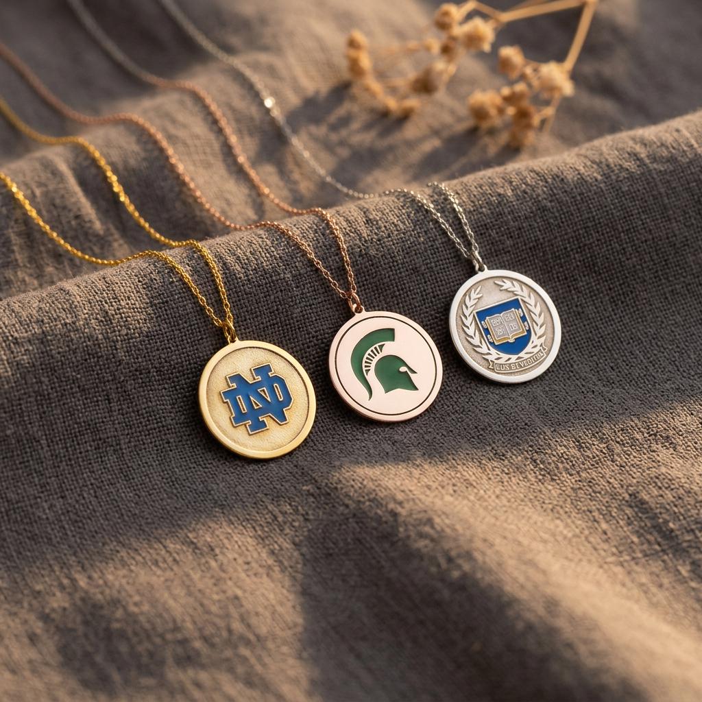Custom Logo Necklace, College Graduation Necklace, Personalized Gift, Company Logo Jewelry, University Graduation Gifts for Team