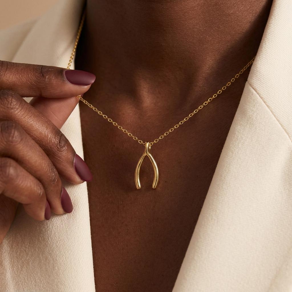 Gold Plated Wishbone Necklace, Minimalist Good Luck Pendant Jewelry, Tiny Lucky Necklace, Dainty Necklace, Graduation Gift, Best Friend Gift
