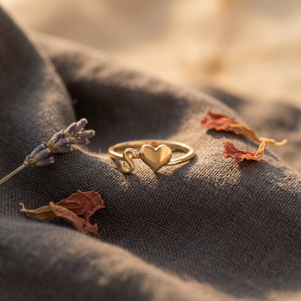 Personalized Heart Initial Ring ,Custom Letter Wrap Ring ,Tiny Dainty Promise Ring • Birthday Gift for Her, Minimalist Ring for Mum, Nana