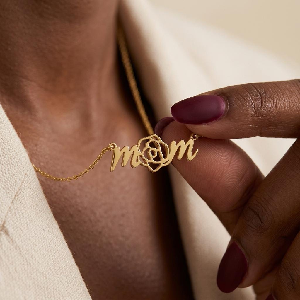 Personalized Mom Birth Flower Necklace, Custom Birth Month Flower Necklace, Mom Necklace, Family Necklace, Mothers Day Gift for Her, Grandma