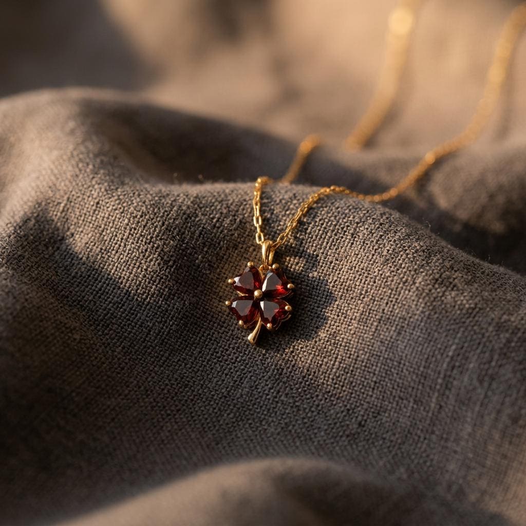 Clover Birthstone Necklace, Floral Necklace With Birthstone, Flower Lovers Gift Necklace, Birthday Gift Gift for Mum Nana, Dainty Jewelry