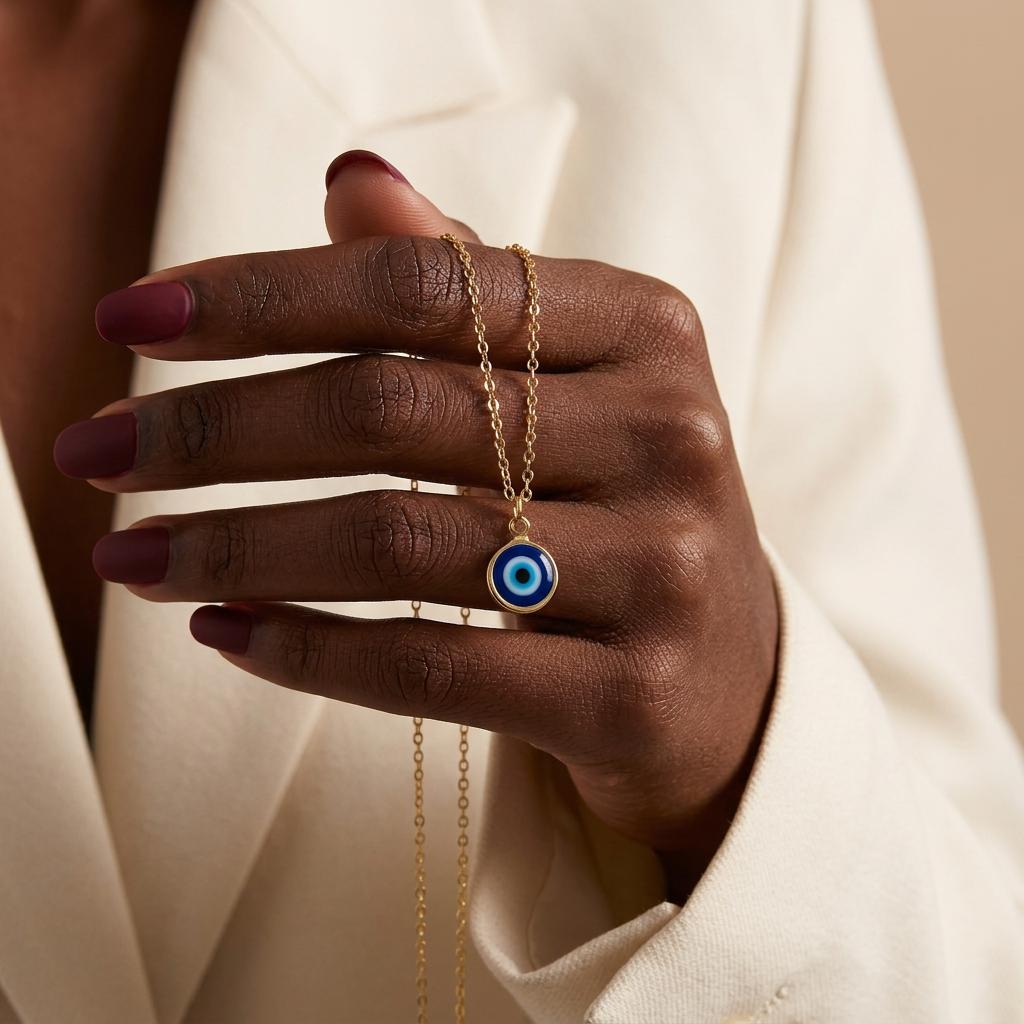 Gold Evil Eye Necklace, Turkish Evil Eye Charm Pendant, Nazar Blue Eye Layering Necklace, Friendship Jewelry, Trendy Best Friend Gift