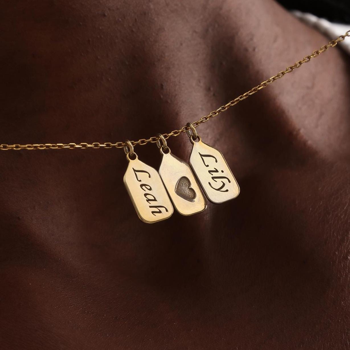 Dainty Initial Tag Necklace, Custom Engraved Letter Pendant Necklace, 14K Gold Personalized Bar Tag, Name Tag Necklace, Gift for Her
