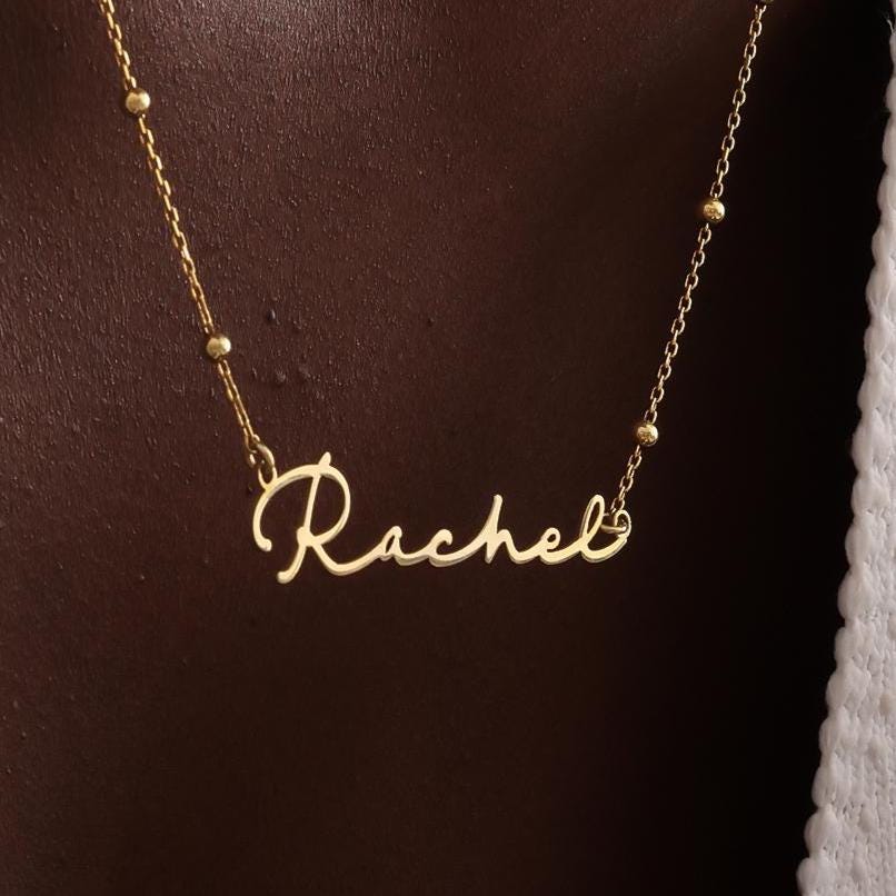 14k Gold Plated Name Necklace , Custom Silver Name Necklace, Dainty Name Jewelry, Personalized Gift for Her, Gift for Mom, Anniversary Gift
