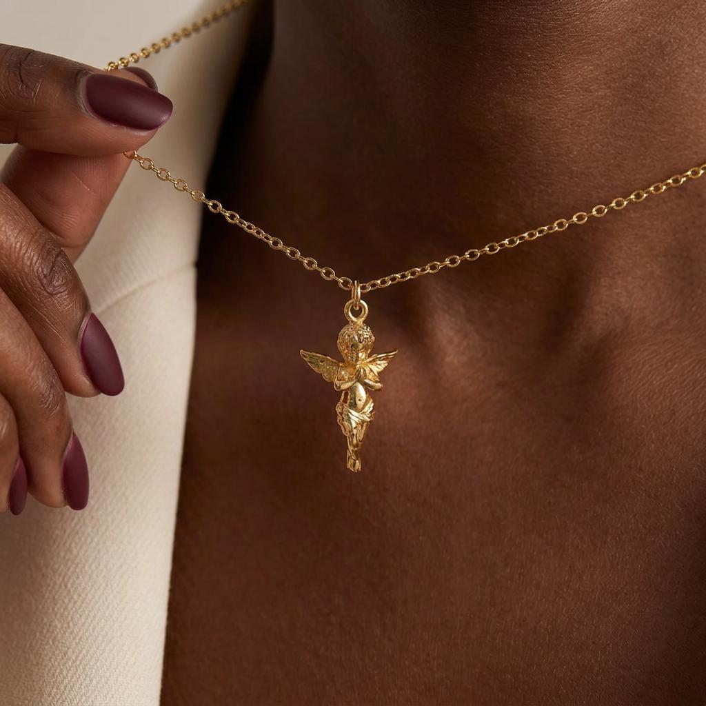 Baby Angel Necklace, Tiny Cherub Necklace, 3D Angel Pendant, Memorial Jewelry, Sympathy Gift, Baby Loss Gift, Miscarriange Gift for Her