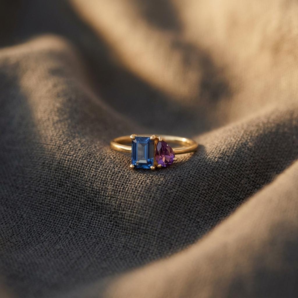 Personalized Birthstone Ring, 2 Birthstone Ring, Mother's Ring, Dainty Stacking Jewelry Meaningful Mother's Day Gift for Her,Love,Mom,Nana