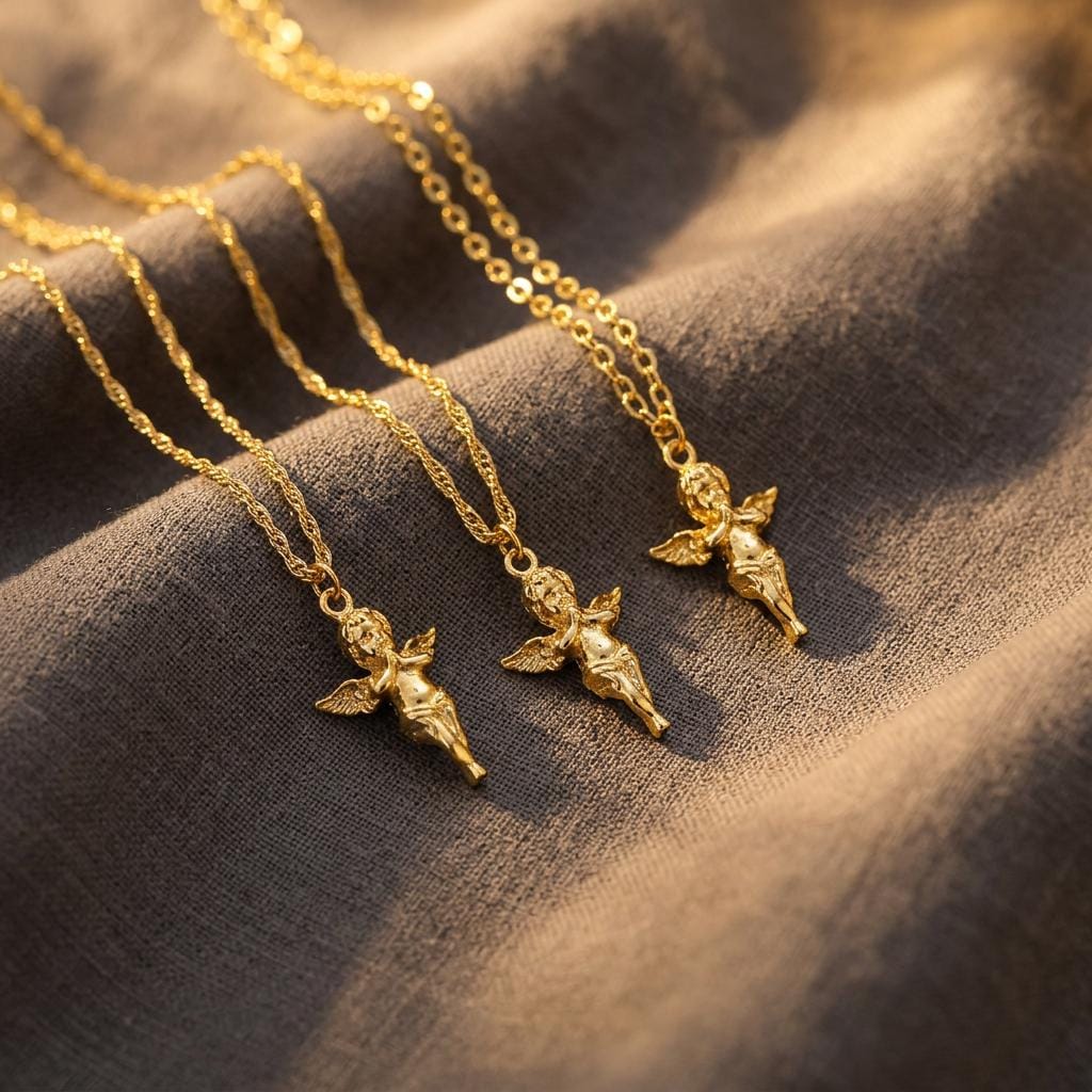 18k Gold Baby Angel Necklace, Mini Wings Pendant, 3D Angel Pendant, Memorial Jewelry,Sympathy Gift, Baby Loss Gift,Miscarriange Gift for Her