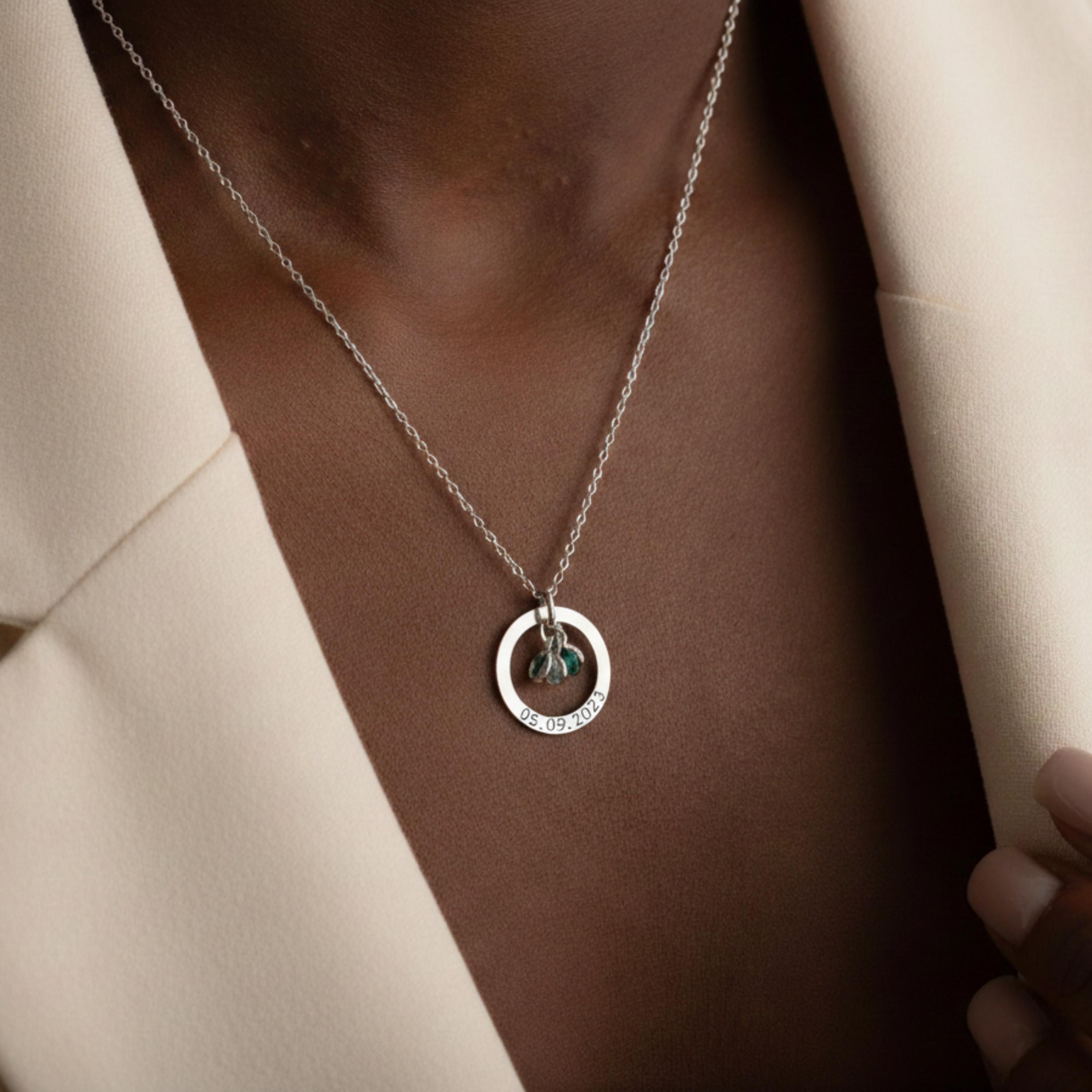 Personalized Gold Birthstone Necklace Women Name Necklace with Birthstone Circle Necklace Message  Silver Engraved Jewelry,Mothers Day Gift