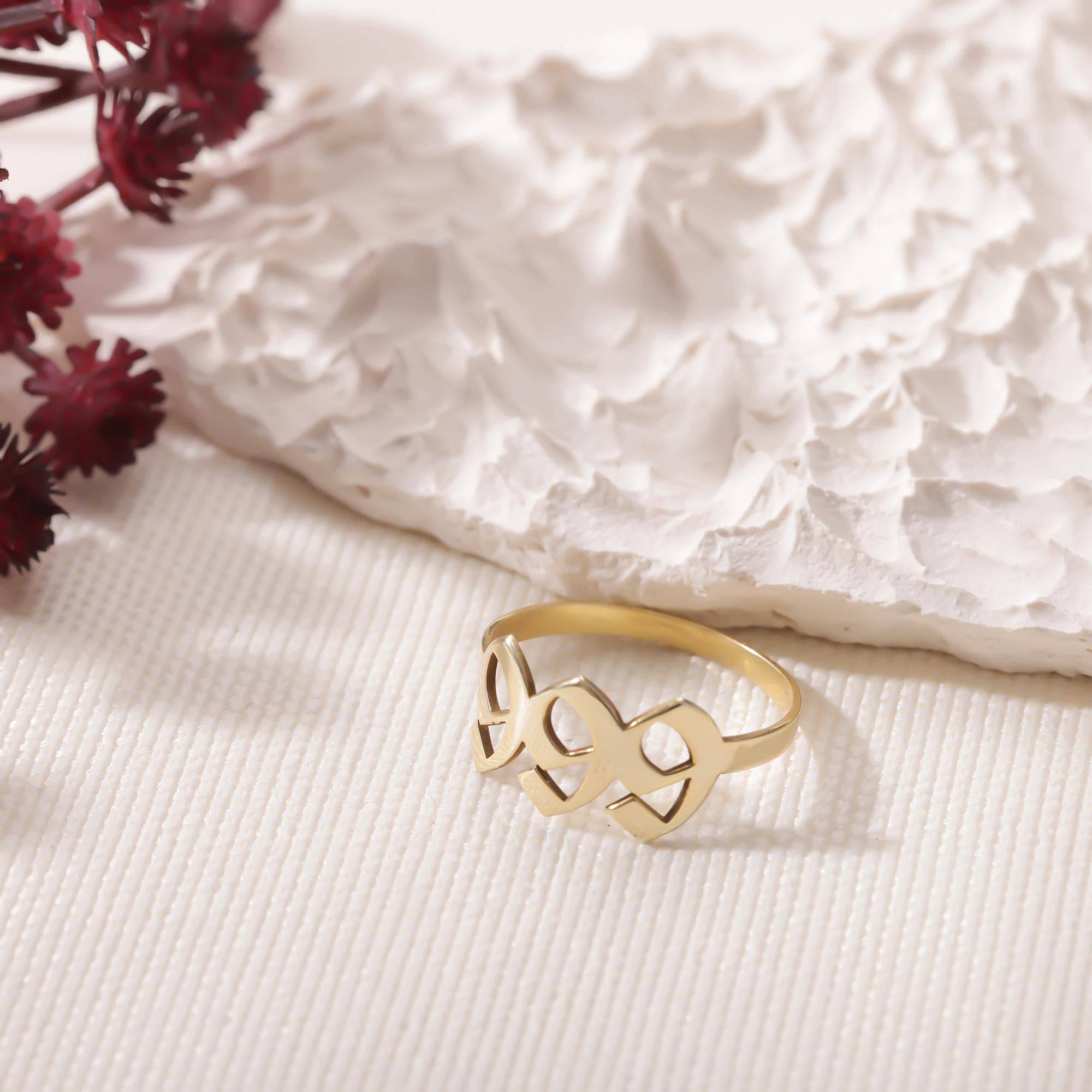 Angel Number Ring, 14K Gold Lucky Number Ring, Angel Numbers, 111, 222, 333, 444, 555, 666, 777, 888, 999, Minimalist Handmade Women Jewelry